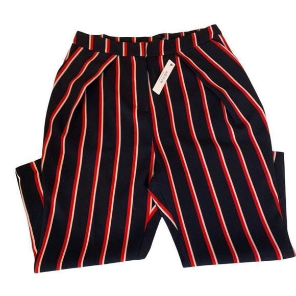 Ark & Co Red and Black Stylish Striped Women's Pleated Pants NWT Womens Sz Small - Picture 7 of 11